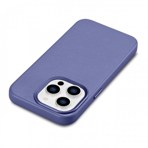 iCarer Case Leather Cover Genuine Leather Case for iPhone 14 Pro Max Light Purple (WMI14220708-LP) (MagSafe Compatible) image 1