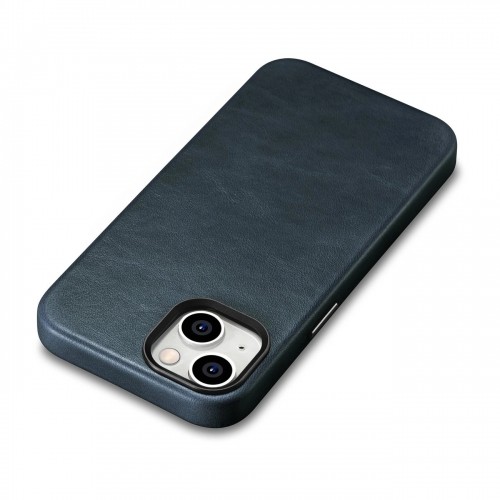 iCarer Oil Wax Premium Leather Case iPhone 14 Plus Magnetic Leather Case with MagSafe Dark Blue (WMI14220703-BU) image 1