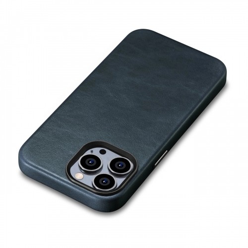 iCarer Oil Wax Premium Leather Case iPhone 14 Pro Magnetic Leather Case with MagSafe Dark Blue (WMI14220702-BU) image 1
