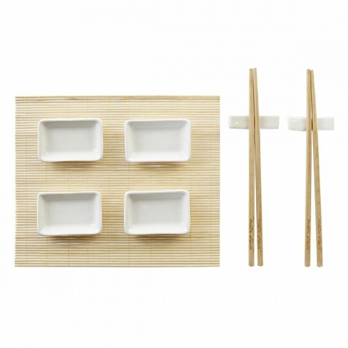 Набор для суши DKD Home Decor Металл Бамбук Белый Натуральный Восточный 30 x 40 cm 28 x 22 x 2,5 cm (9 Предметы) image 1