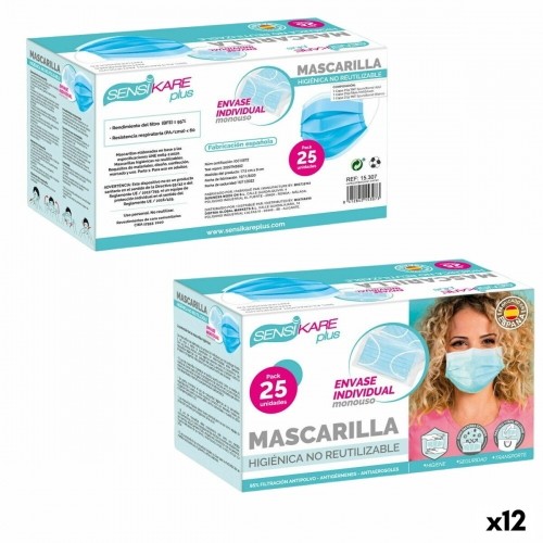 Box of hygienic masks SensiKare 25 Предметы (12 штук) image 1