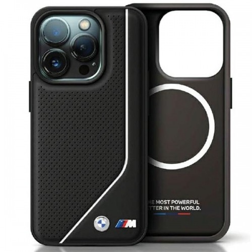 BMW BMHMP15S23PUCPK iPhone 15 | 14 | 13 6.1" czarny|black hardcase Perforated Twisted Line MagSafe image 1
