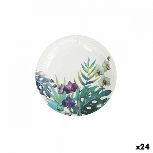 Набор посуды Algon Одноразовые Картон Тропический 12 Предметы 18 cm (24 штук) image 1