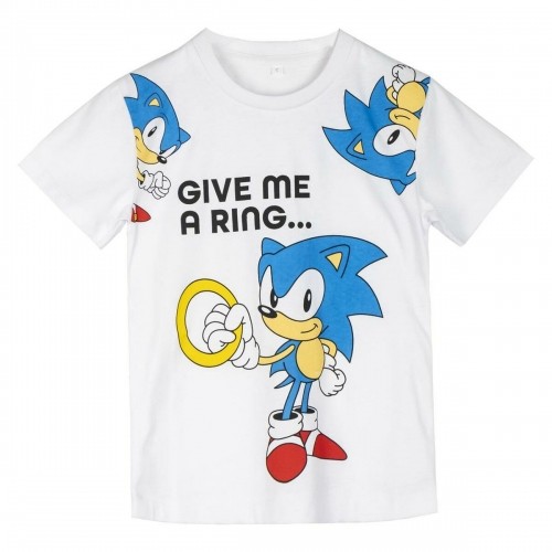 Krekls ar Īsām Piedurknēm Bērniem Sonic Balts image 1