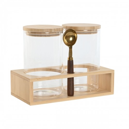 Набор из 2 банок Home ESPRIT Позолоченный Натуральный Бамбук Боросиликатное стекло 24 x 12 x 18,5 cm image 1
