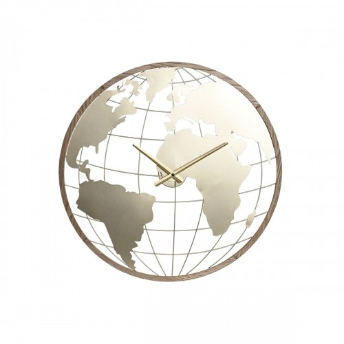Sienas pulkstenis Home ESPRIT Melns Koks Metāls Pasaules Karte Vintage 60 x 4,5 x 60 cm image 1