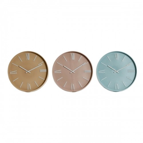 Sienas pulkstenis Home ESPRIT Zils Rozā Sinepes PVC 30 x 4 x 30 cm (3 gb.) image 1