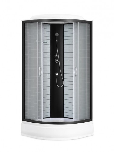 Slēgtā dušas kabīne GOTLAND LOFT 80x80x215cm, seklais paliktnis (15cm, priekšējie stikli peleki, aizmugure melna image 1