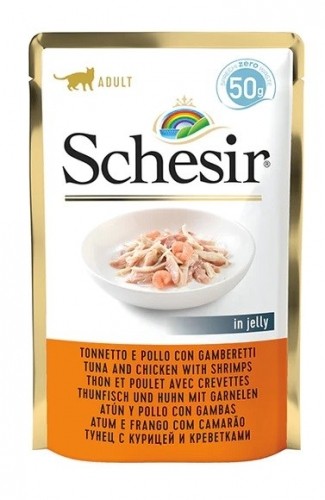 Agras Pet Foods SCHESIR in jelly Tuna and chicken with shrimps - wet cat food - 50 g image 1
