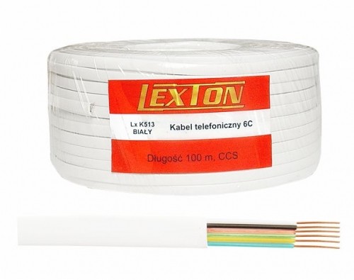 Lexton PS Плоский телефонный кабель 6C|100м, белый. image 1