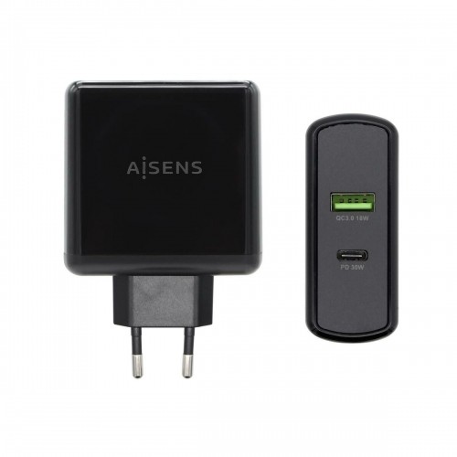 USB Lādētājs Sienas Aisens ASCH-2PD30QC-BK 48 W Melns USB-C image 1