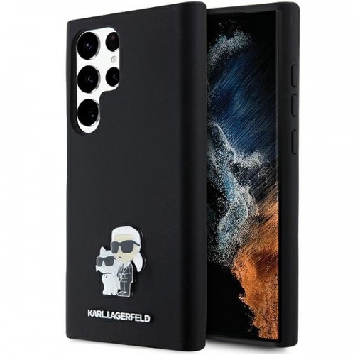 Karl Lagerfeld KLHCS24LSMHKCNPK S24 Ultra S928 hardcase czarny|black Silicone Karl&Choupette Metal Pin image 1