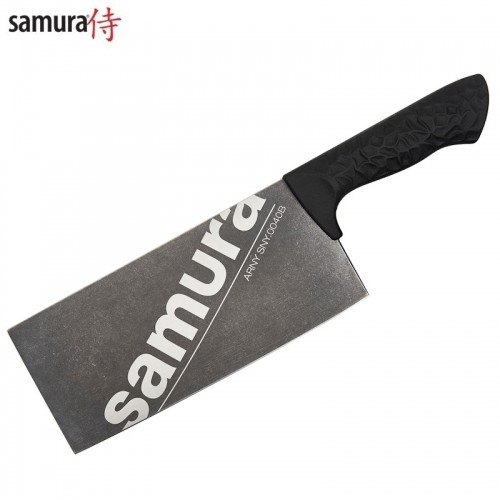 Samura Arny Stonewash Кухонный топорик 209мм AUS-8 Черная комфортная ручка из TPE HRC 59 image 1