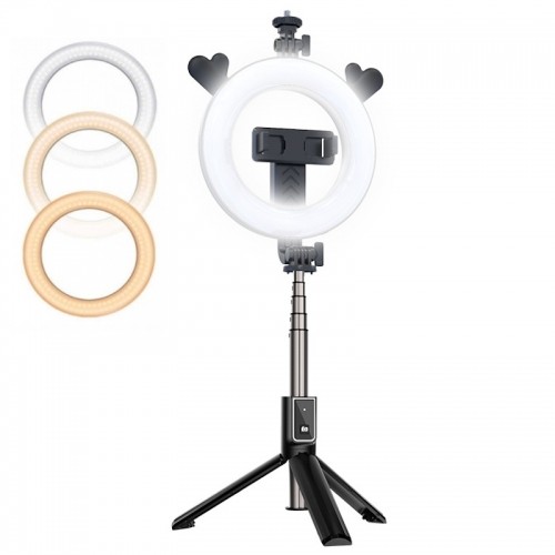 CP X5 LED 16cm Uzlādējama Selfie Lampa ar BT Pulti & Rokturi + Grīdas statīvu 20-90cm + Telefona image 1
