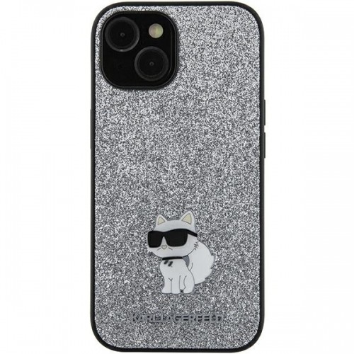 OEM Original Pouch KARL LAGERFELD hardcase Fixed Glitter Choupette Logo Metal Pin KLHCSA55GCNPSG  for Samsung Galaxy A55 silver image 1