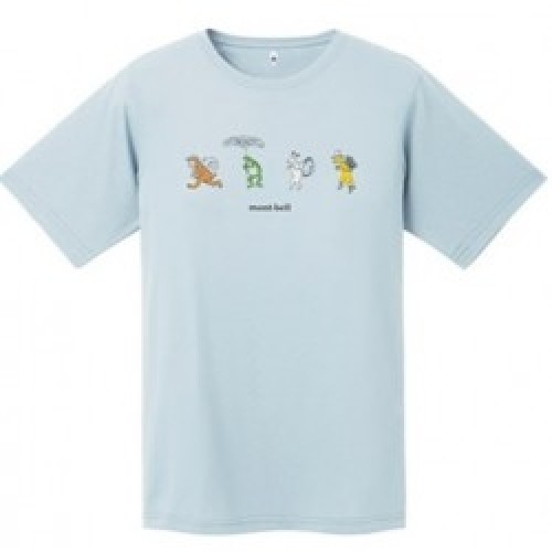 Mont-bell Krekls WICKRON T-Shirt W SCROLS OF CAMPING ANIMALS L Light Blue image 1