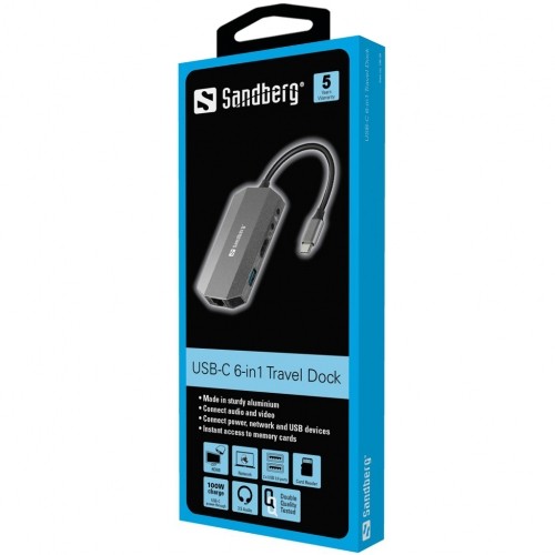 Sandberg 136-33 USB-C 6-in-1 Travel Dock image 2