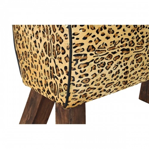 Sīkas mēbeles DKD Home Decor Melns Koks Brūns Āda Leoparda (67 x 30 x 51 cm) image 2