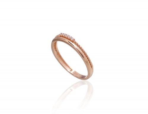 Золотое кольцо #1100986(Au-R)_CZ, Красное Золото	585°, Цирконы , Размер: 17, 1.41 гр. image 2
