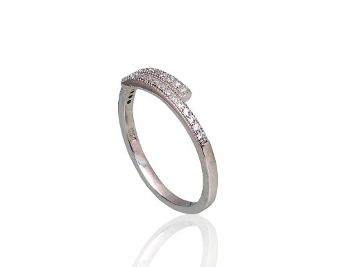 Серебряное кольцо #2101802(PRh-Gr)_CZ, Серебро 925°, родий (покрытие), Цирконы, Размер: 16.5, 1.4 гр. image 2