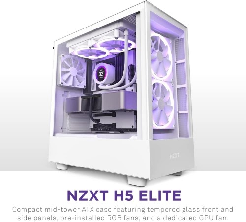 NZXT H5 Elite All White, tower case (white (matt), tempered glass) image 2
