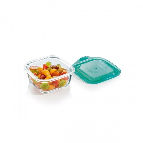 Квадратная коробочка для завтраков с крышкой Luminarc Keep'n Lagon 10 x 5,4 cm бирюзовый 380 ml Двухцветный Cтекло (6 штук) image 2