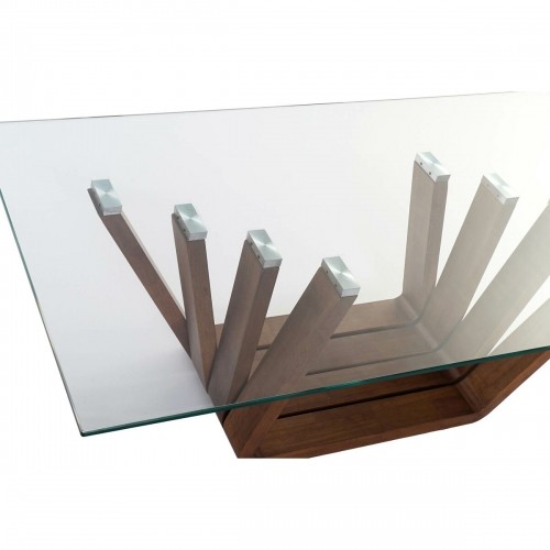 Centrālais galds DKD Home Decor Stikls Riekstkoks Alumīnijs 130 x 70 x 42 cm image 2