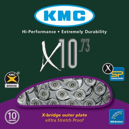 Ķēde KMC X10 Grey 10-speed 114-links image 2