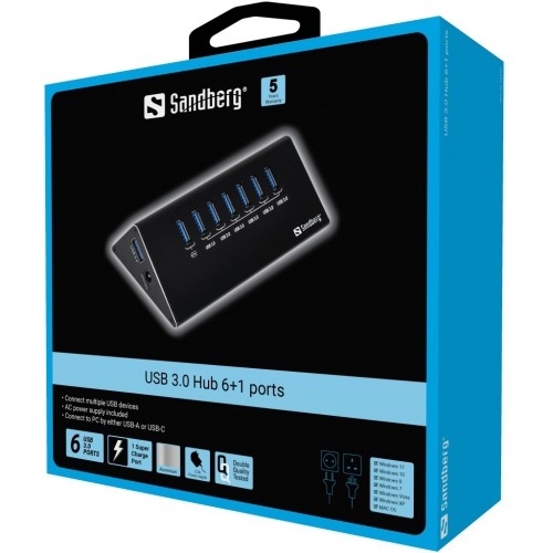 Sandberg 133-82 USB 3.0 Hub 6+1 ports image 2