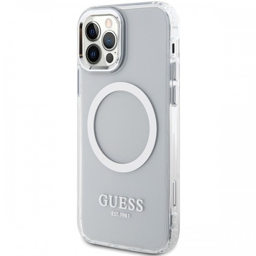 Guess GUHMP12MHTRMS iPhone 12|12 Pro 6.1" srebrny|silver hard case Metal Outline Magsafe image 2