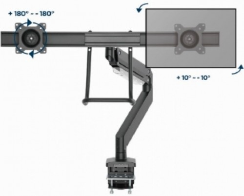 Monitora stiprinājums Gembird Desk Mounted Adjustable Monitor Arm for 2 Monitors image 2