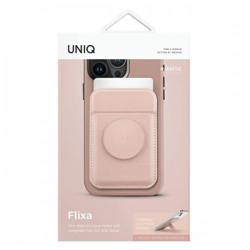 UNIQ Flixa magnetyczny portfel na karty z podpórką różowy|blush pink MagSafe image 2