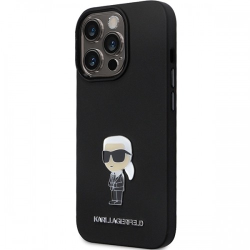 Karl Lagerfeld KLHCP13LSMHKNPK iPhone 13 Pro | 13 6.1" czarny|black Silicone Ikonik Metal Pin image 2