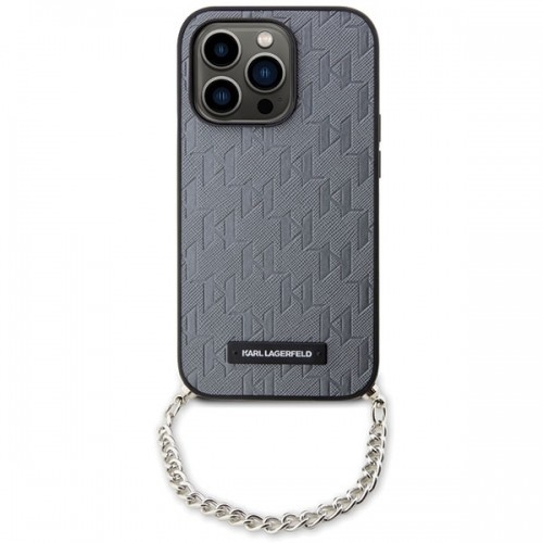 Karl Lagerfeld KLHCP14LSACKLHPG iPhone 14 Pro 6.1" srebrny|silver hardcase Saffiano Monogram Chain image 2