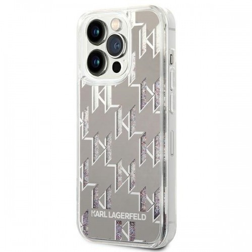 Karl Lagerfeld KLHCP14LLMNMS iPhone 14 Pro 6,1" hardcase srebrny|silver Liquid Glitter Monogram image 2