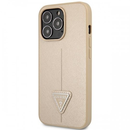 Guess GUHCP14LPSATLE iPhone 14 Pro 6,1" beżowy|beige hardcase SaffianoTriangle Logo image 2