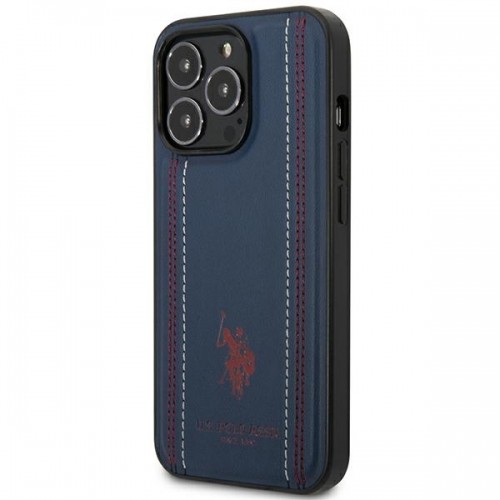 U.s. Polo Assn. U.S. Polo PU Leather Stitched Lines Case for iPhone 14 Pro Max Navy image 2