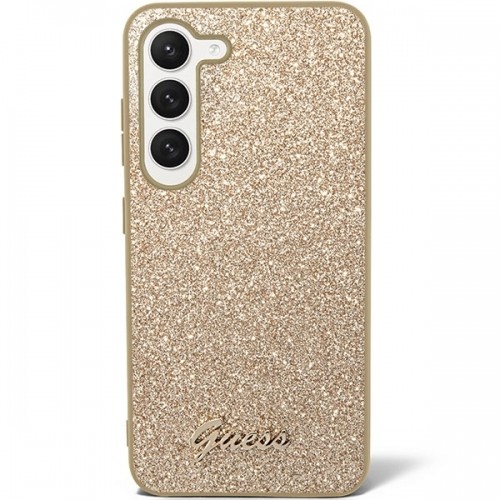 Guess PC|TPU Glitter Flakes Metal Logo Case for Samsung Galaxy S23 Gold image 2