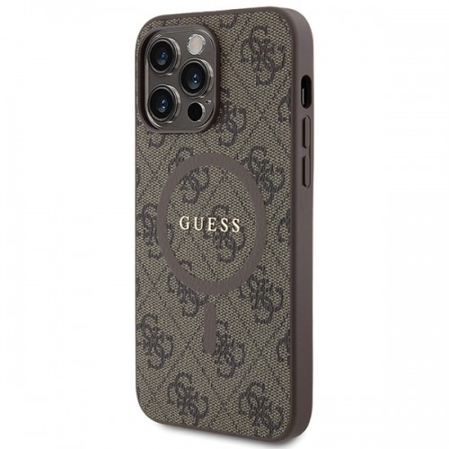 Guess GUHMP13LG4GFRW iPhone 13 Pro | 13 6.1" brązowy|brown hardcase 4G Collection Leather Metal Logo MagSafe image 2