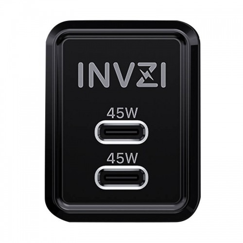 Wall charger INVZI GaN 2x USB-C, 45W, EU (black) image 2