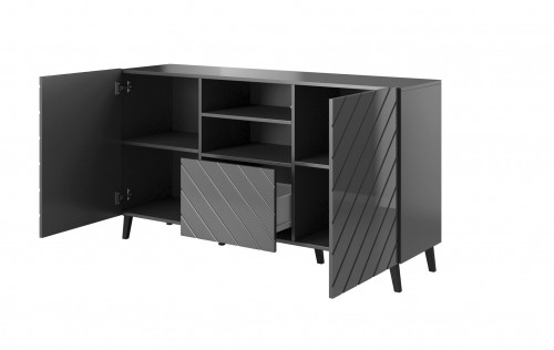 Cama Meble ABETO chest of drawers 150x42x82 graphite/gloss image 2