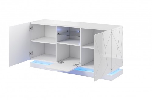 Cama Meble QIU 2D1K chest of drawers 150x41.5x75 cm glossy white/glossy white image 2