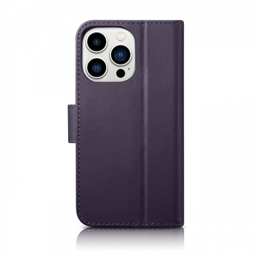 iCarer Wallet Case 2in1 Cover iPhone 14 Pro Max Anti-RFID Leather Flip Case Dark Purple (WMI14220728-DP) image 2
