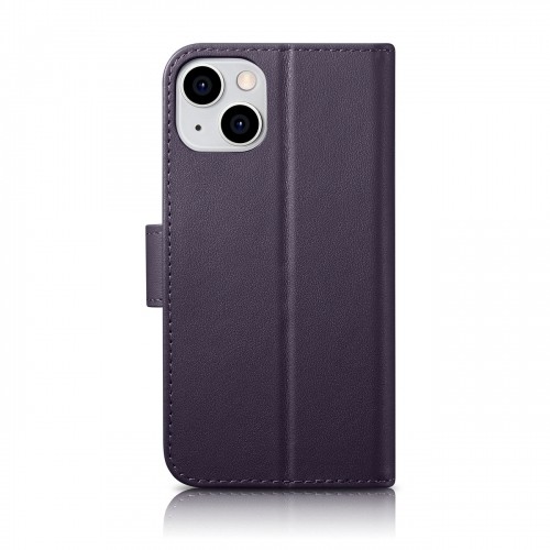 iCarer Wallet Case 2in1 Case iPhone 14 Leather Flip Cover Anti-RFID Dark Purple (WMI14220725-DP) image 2