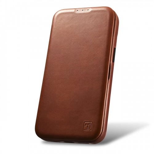 iCarer CE Oil Wax Premium Leather Folio Case iPhone 14 Plus magnetic flip case MagSafe brown (AKI14220707-BN) image 2