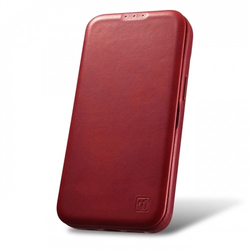 iCarer CE Oil Wax Premium Leather Folio Case Leather Case iPhone 14 Pro Magnetic Flip MagSafe Red (AKI14220706-RD) image 2