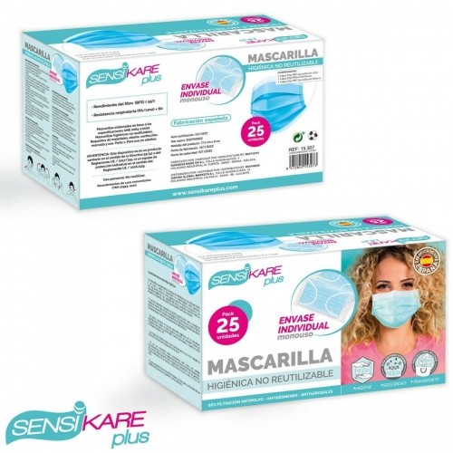 Box of hygienic masks SensiKare 25 Предметы (12 штук) image 2