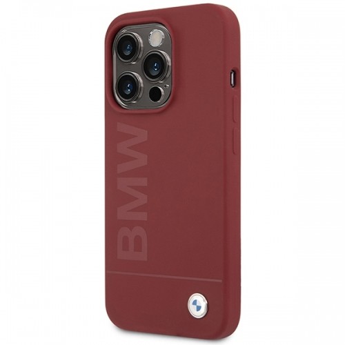 BMW BMHMP15LSLBLRE iPhone 15 Pro 6.1" czerwony|red hardcase Silicone Big Logo MagSafe image 2