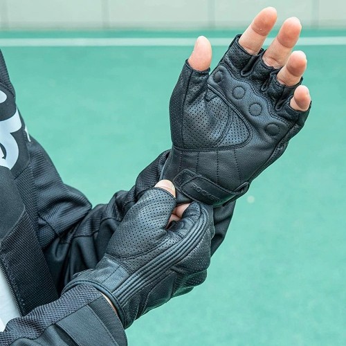 Rockbros 16220006004 XL leather motorcycle gloves - black image 2