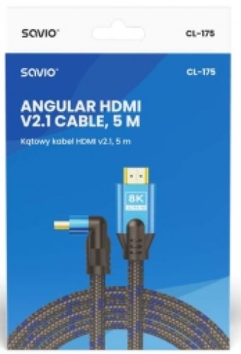 Kabelis Savio HDMI Male - HDMI Male 5m 8K Blue image 2